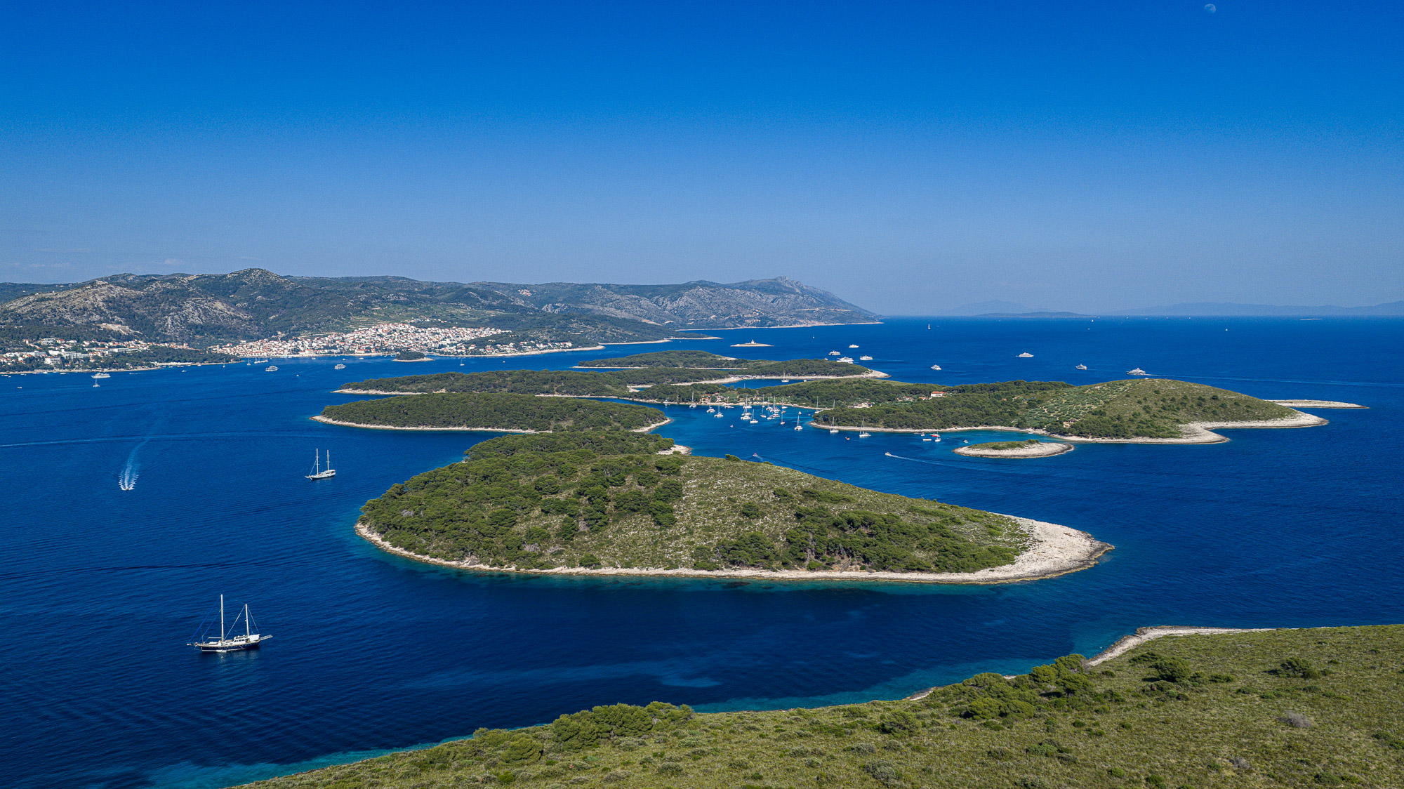 Pakleni Islands archipelago aerial view - Hvar, Croatia