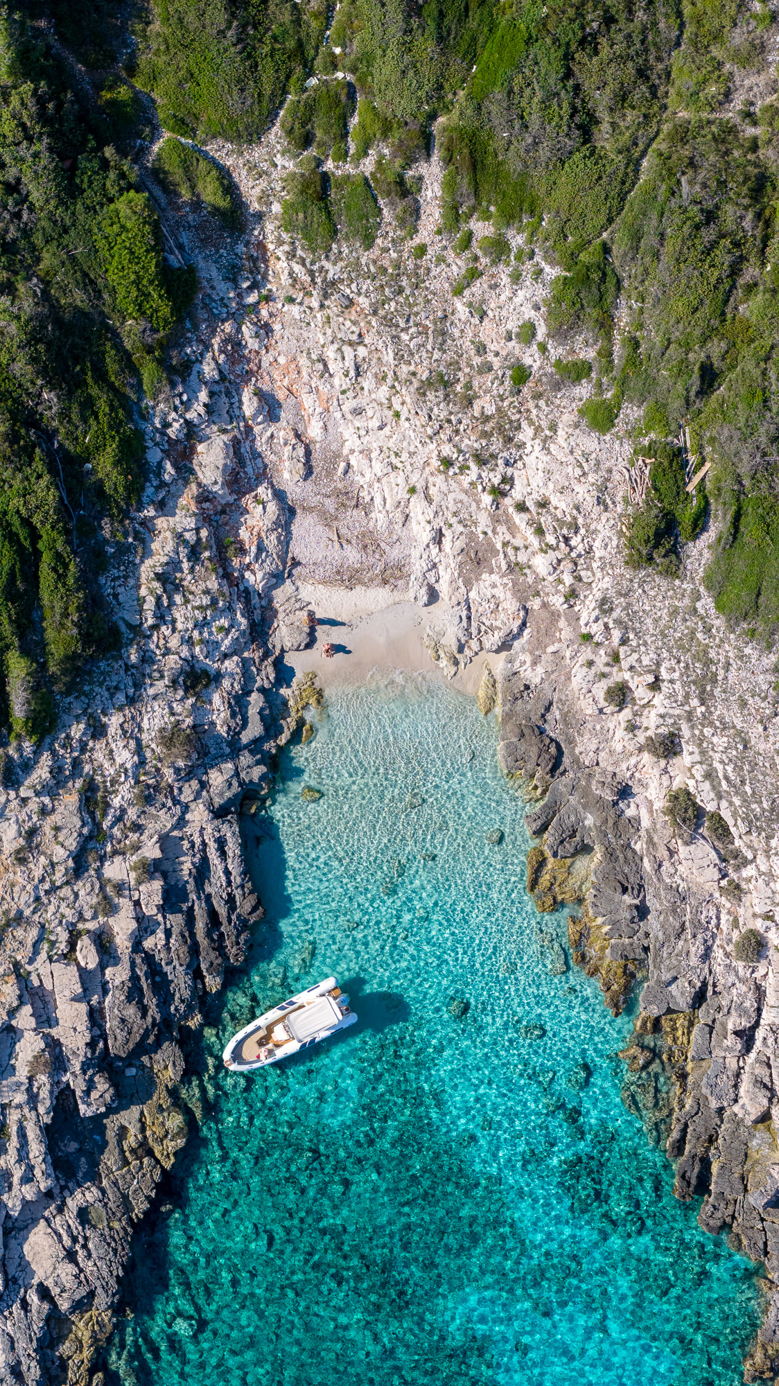 Hidden cove in Pakleni Islands reachable only by private boat from Hvar