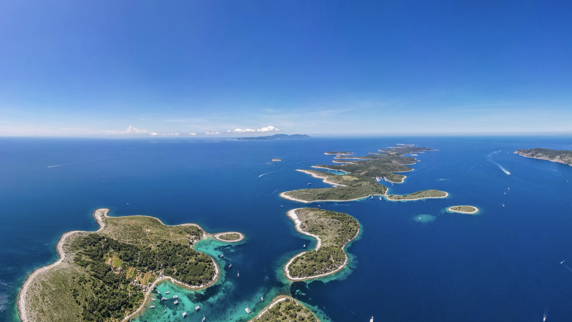 Pakleni Islands aerial view from drone - private boat tour from Hvar Croatia